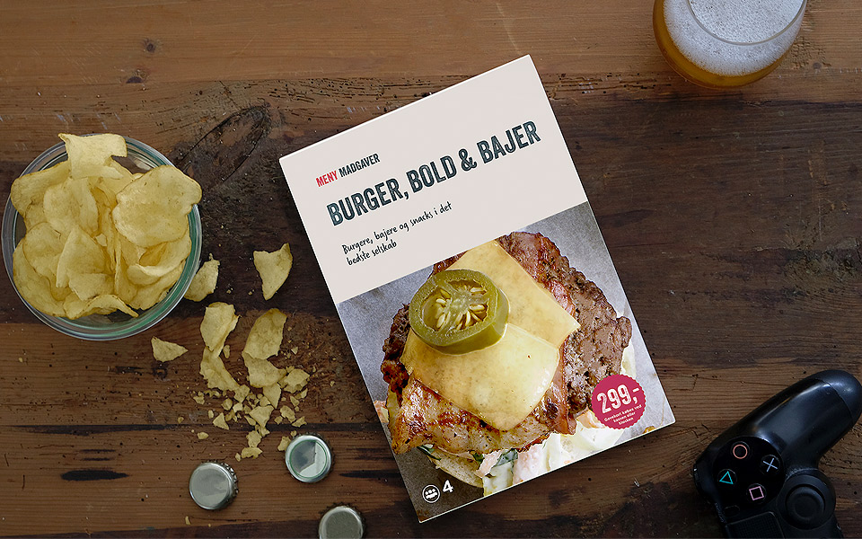 "Burger, Bold og Bajere" banker mandehygge på bordet i en lækker gaveæske