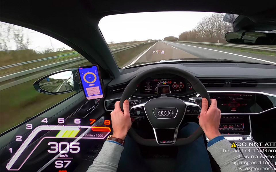 Se den nye Audi RS6 ramme 305 km/t på Autobahn