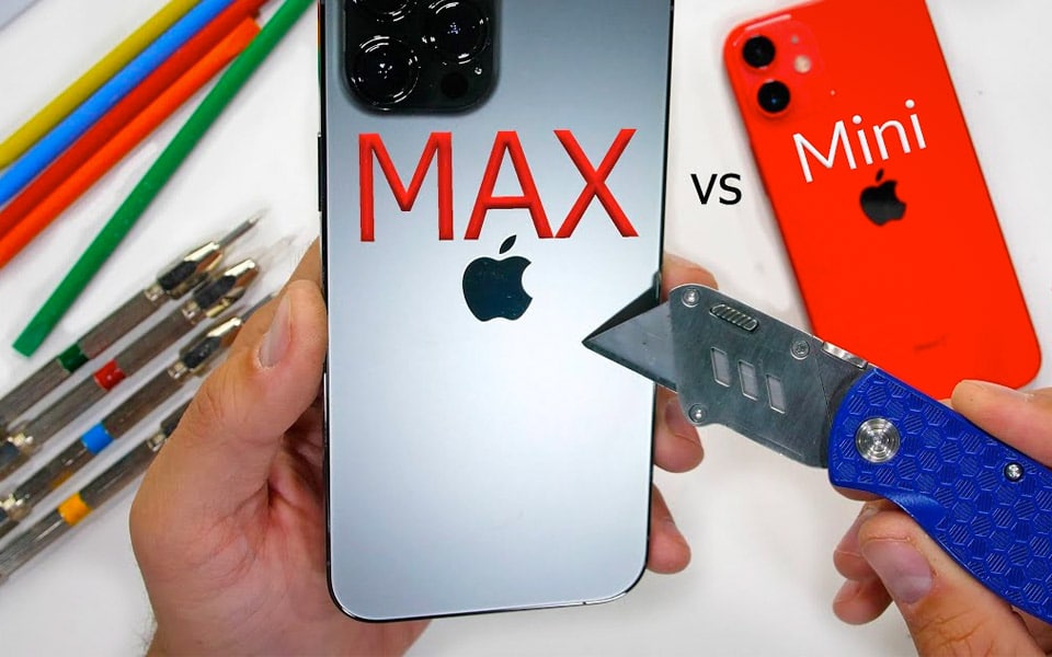 JerryRigEverything stresstester iPhone 12 Pro Max og Mini