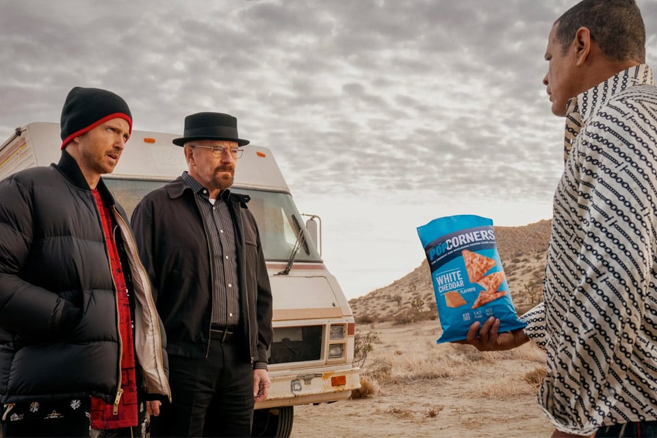 Walter White, Jesse Pinkman og Tuco Salamanca laver genial chips-reklame