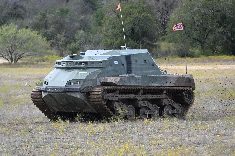 Det amerikanske militær viser deres selvkørende kampvogn